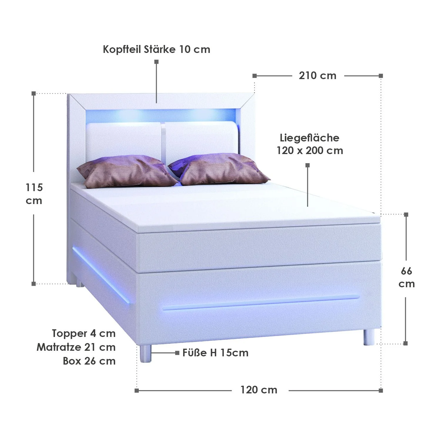 Boxspringbett Norfolk - Kunstleder - Image 30