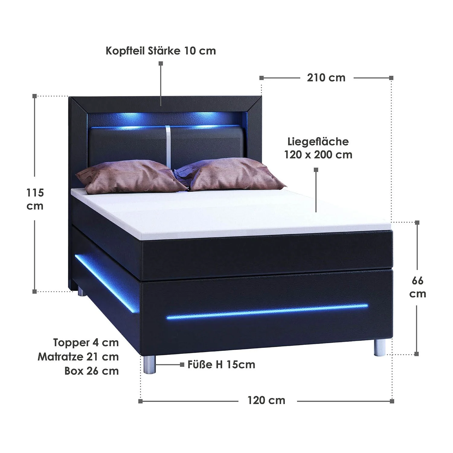 Boxspringbett Norfolk - Kunstleder - Image 36