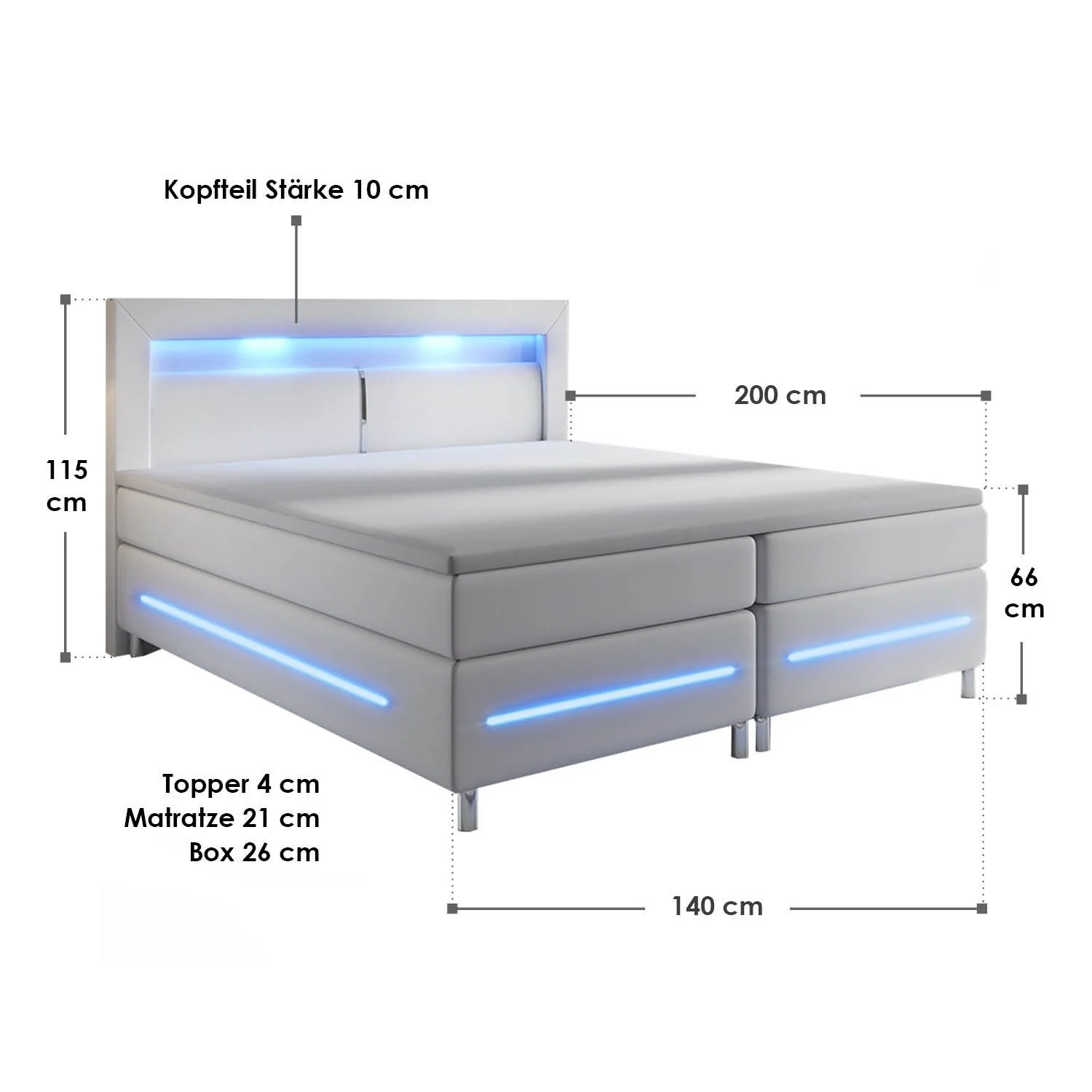 Boxspringbett Norfolk - Kunstleder - Image 6