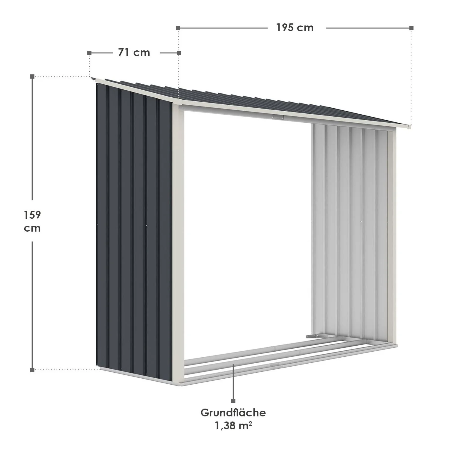 Metall Gerätehaus mit Holzunterstand - Image 16