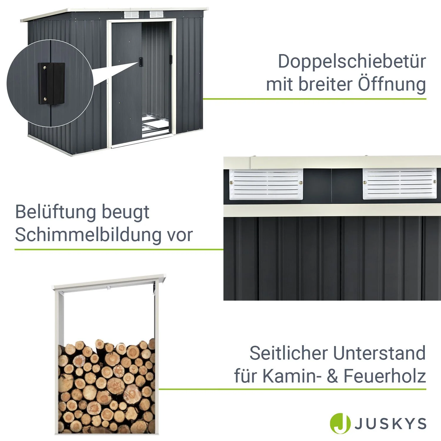 Metall Gerätehaus mit Holzunterstand - Image 21